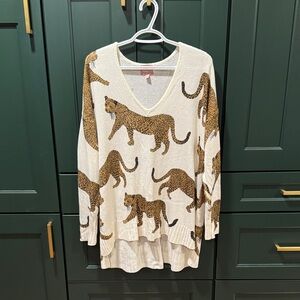 Show Me Your MuMu Cream Sweater with Leopard Print